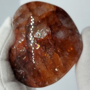 Fire Quartz, Hematoid Chunky Heart with High Flashes & Rainbows
